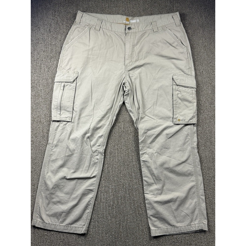 Carhartt Mens 42x30 Force Relaxed Fit Work Pant Ripstop Cargo Khaki